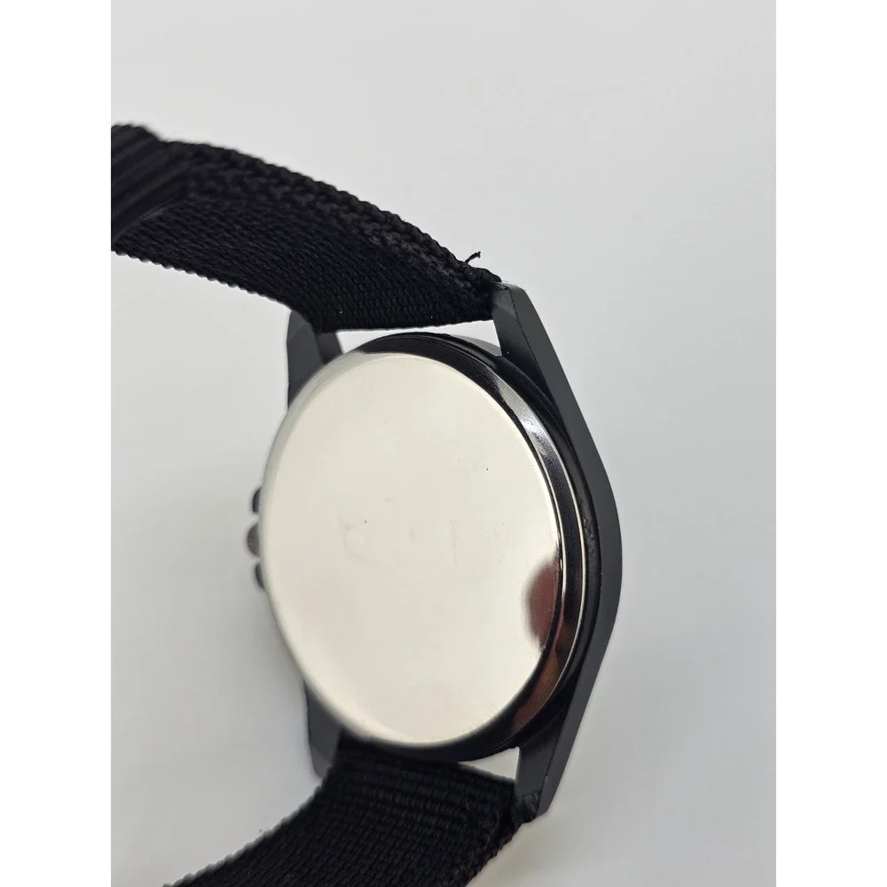 41MM Field Men Analog Watch White Dial Date Black Canvas Nylon Bands New Battery